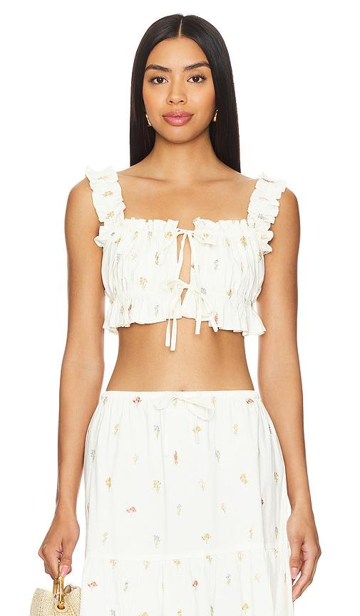 weworewhat double tie top in ivory.