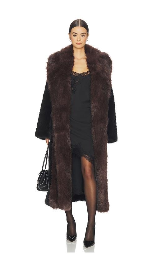 weworewhat faux fur belted jacket in black,chocolate.
