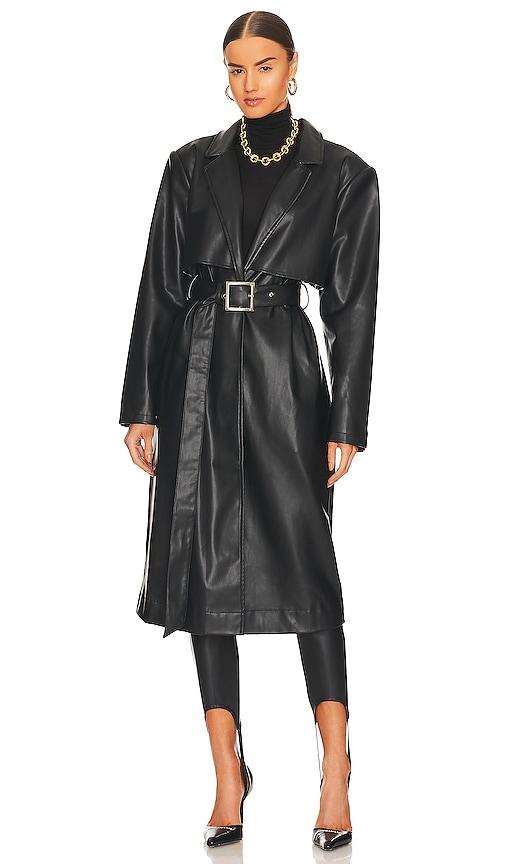 weworewhat faux leather trench in black.