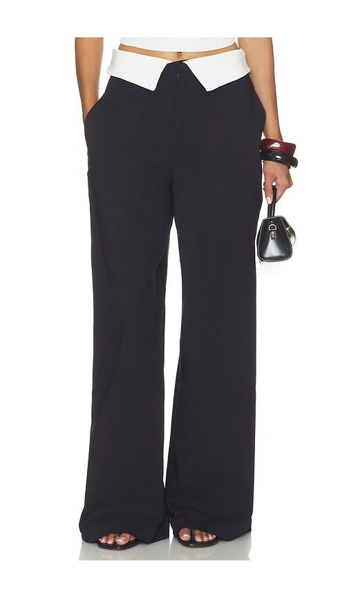 weworewhat fold-over waist trouser in black & white.