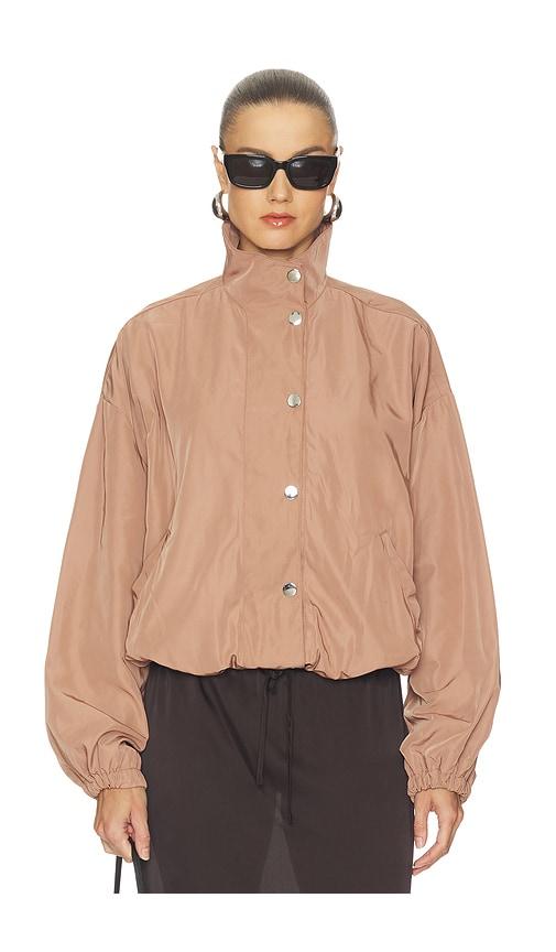 weworewhat funnel neck bomber jacket in brown.