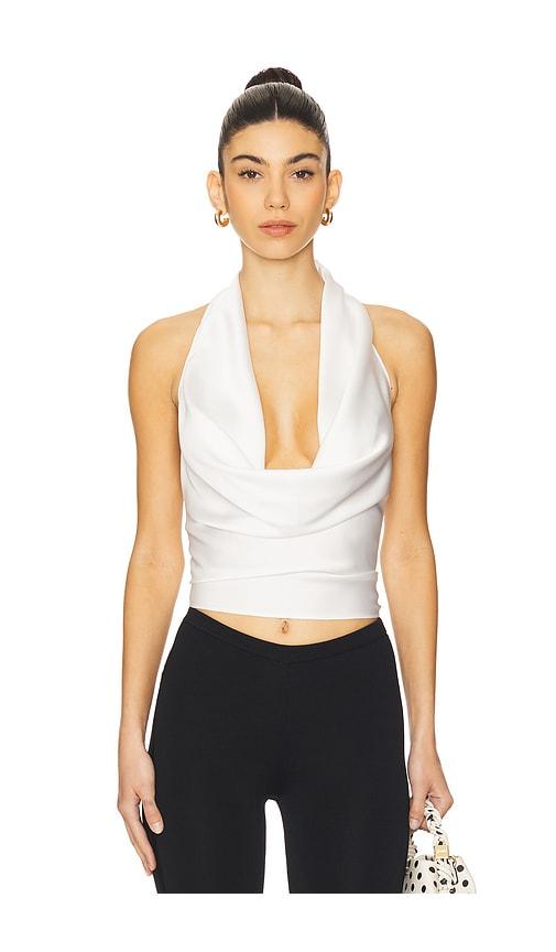 weworewhat halter cowl neck top in ivory.