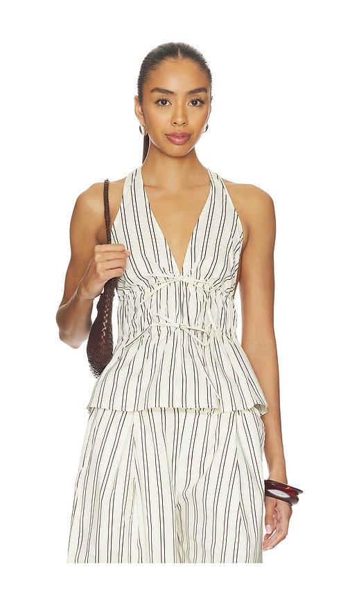 weworewhat halter peplum top in cream.
