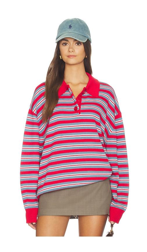 weworewhat henley pull over sweatshirt in red,blue.