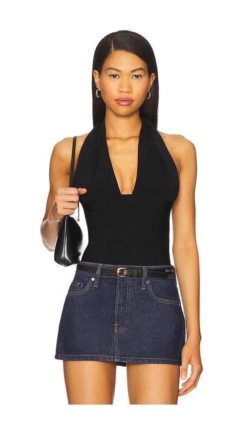 weworewhat knit halter top in black.