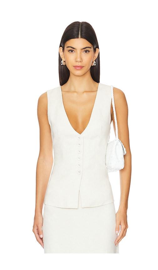 weworewhat long line vest in ivory.