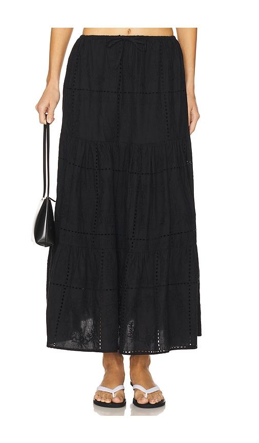weworewhat midi pull on skirt in black.