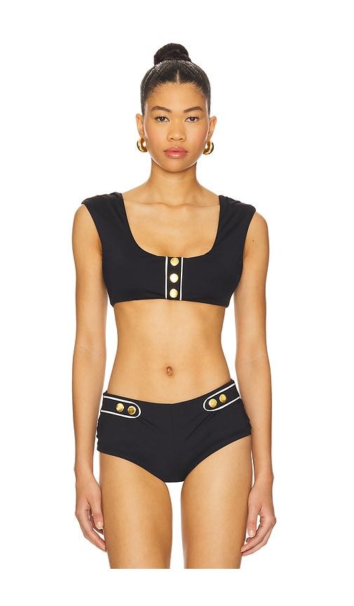 weworewhat off shoulder bikini top in black.
