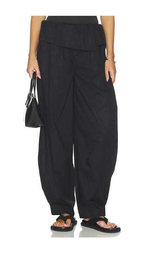 weworewhat pull on fold over pants in black.