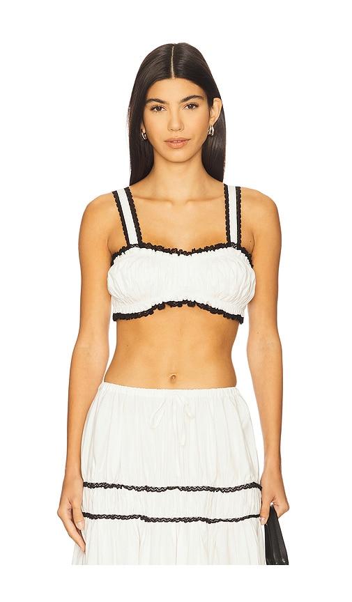 weworewhat ruched crop top in white.
