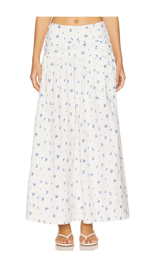 weworewhat ruched waist midi skirt in white.