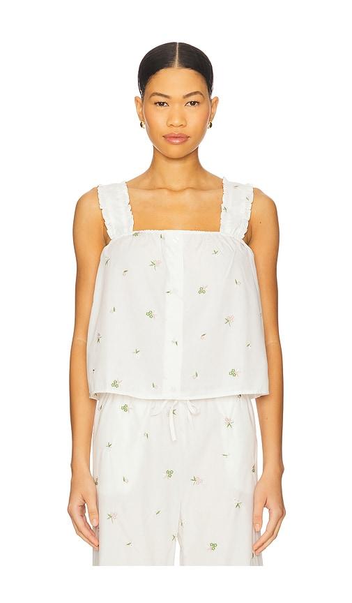 weworewhat ruffle button front tank in ivory.