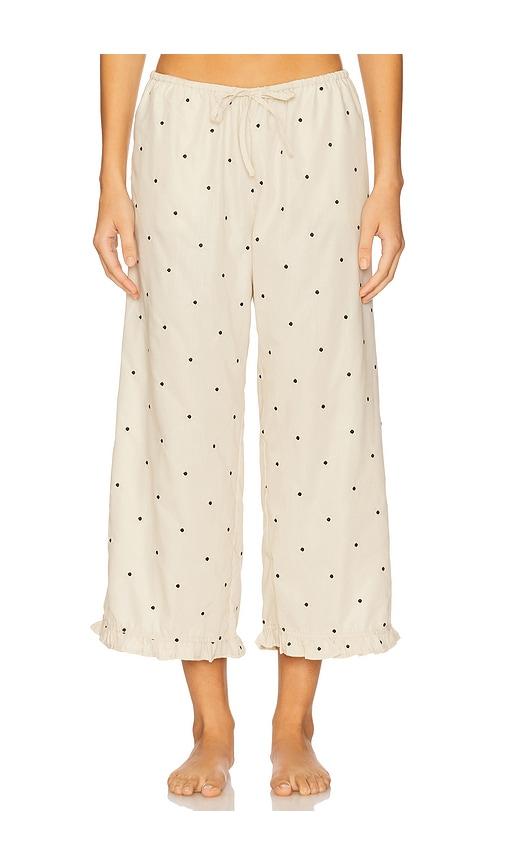 weworewhat ruffle pull-on pant in tan.