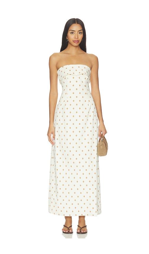 weworewhat strapless fold over midi dress in cream.