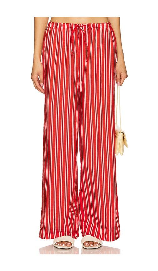 weworewhat tie waist pant in red.