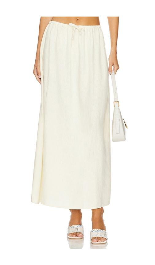 weworewhat tie waist skirt in ivory.
