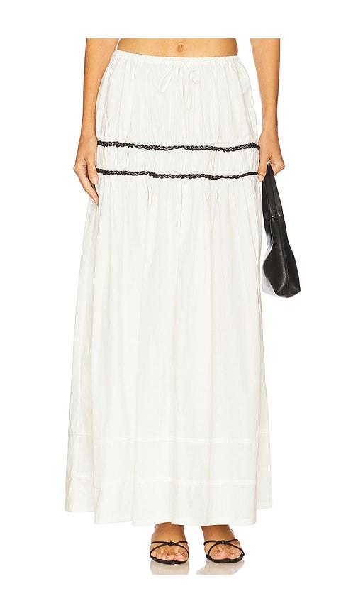 weworewhat tiered midi skirt in white.