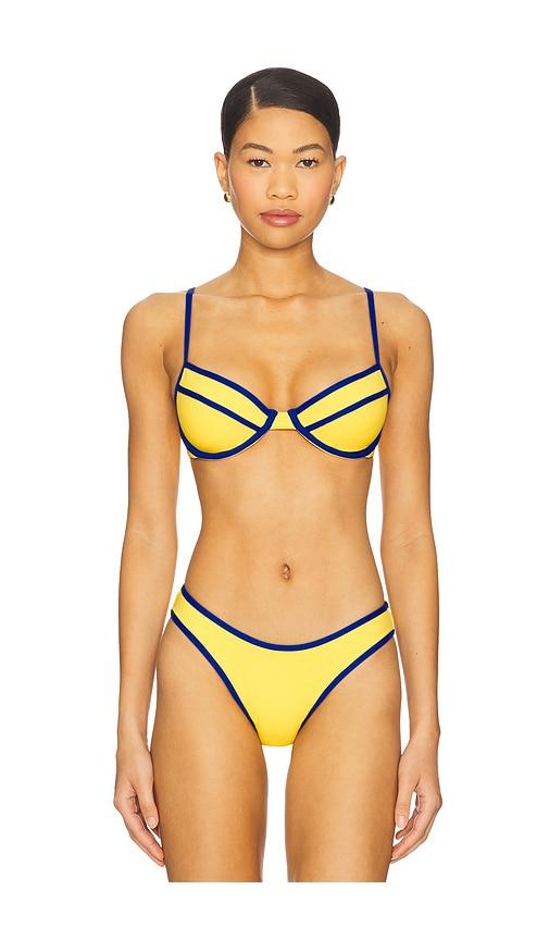 weworewhat underwire bikini top in yellow.