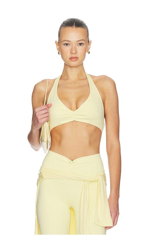 weworewhat v neck halter bra in lemon.