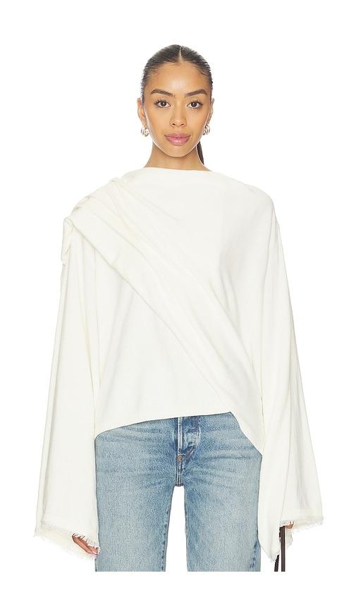 weworewhat x premium cashmere wrap sweater in ivory.