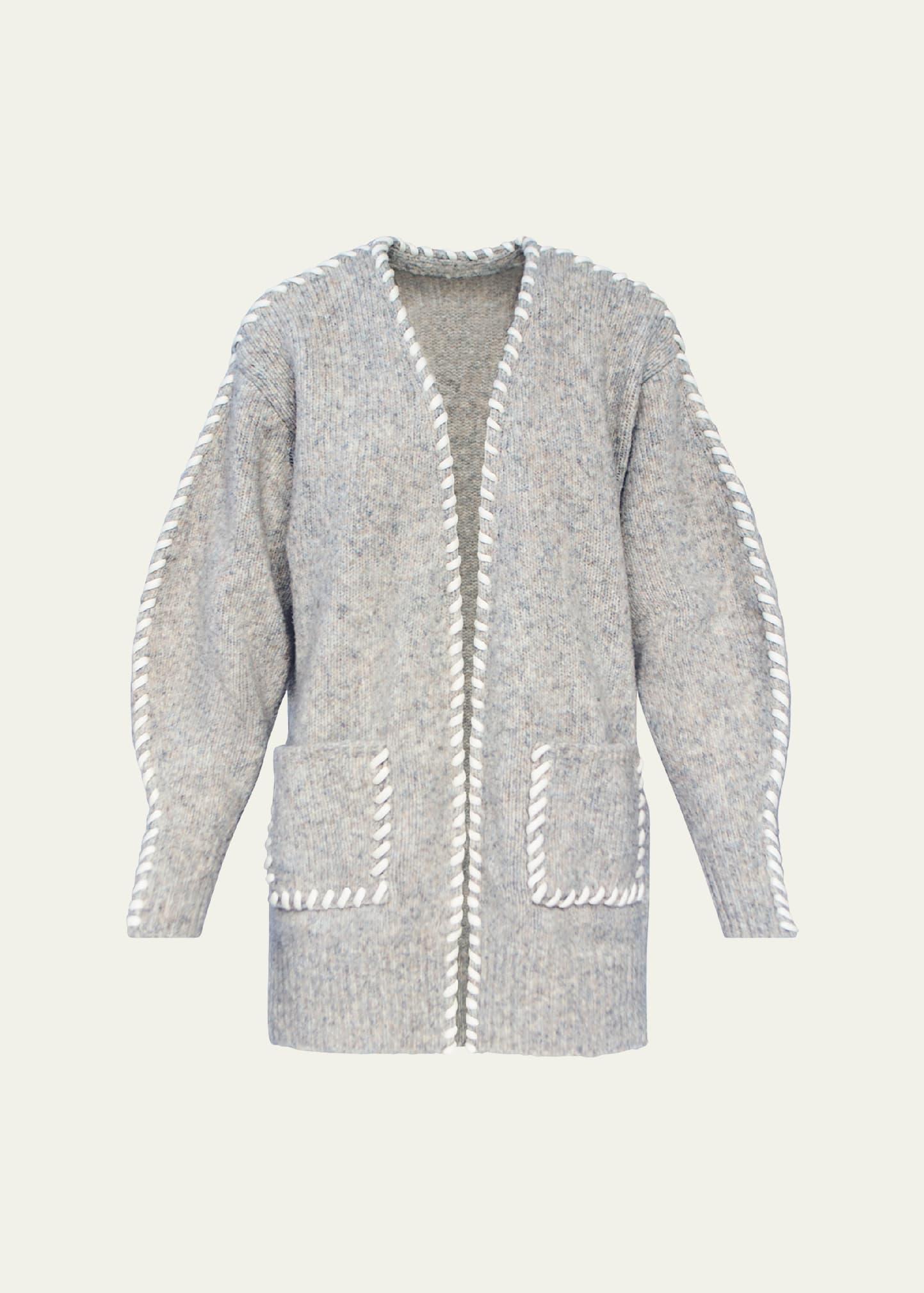 whip stitch merino wool cardigan