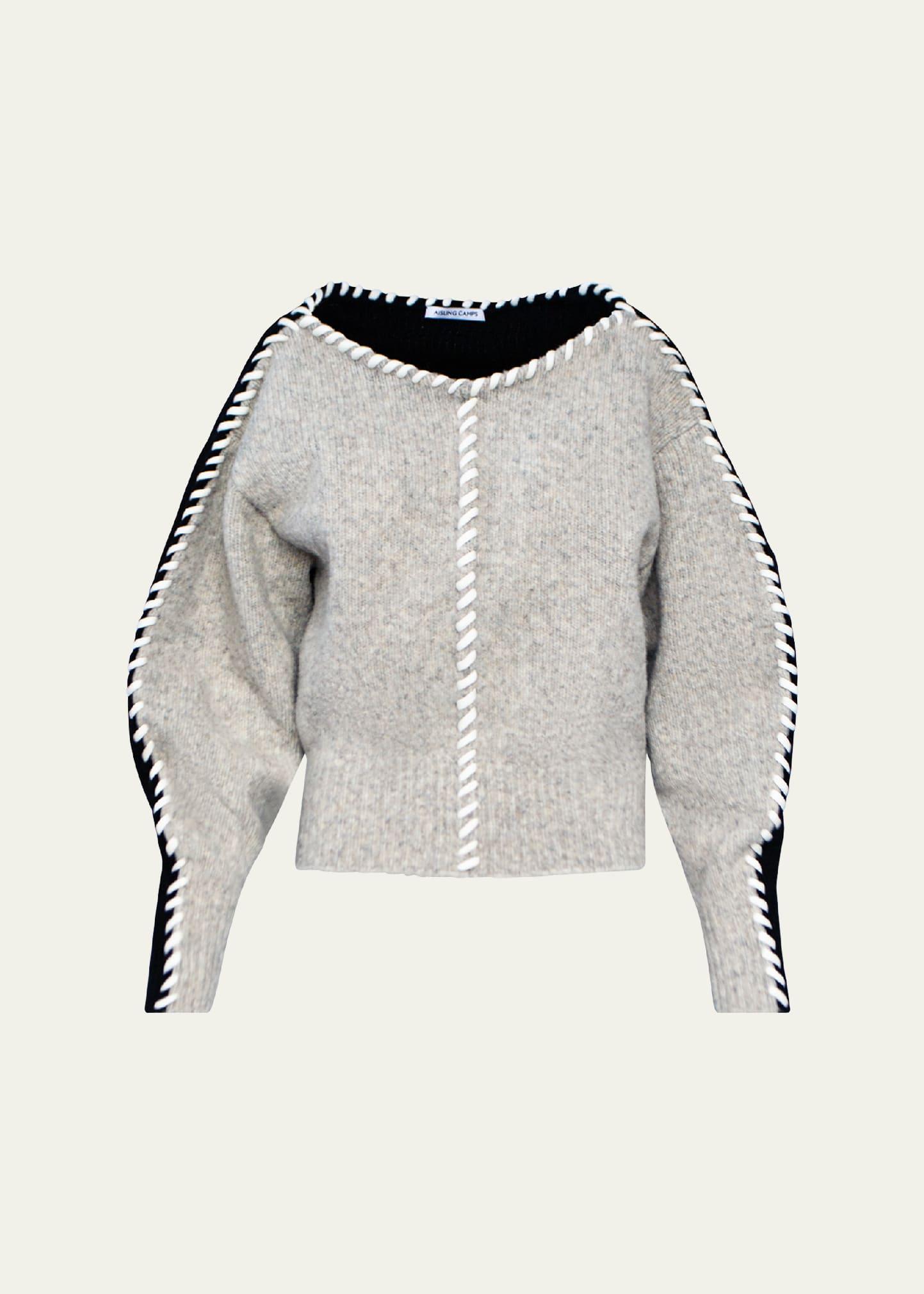 whip stitch wool cropped pullover