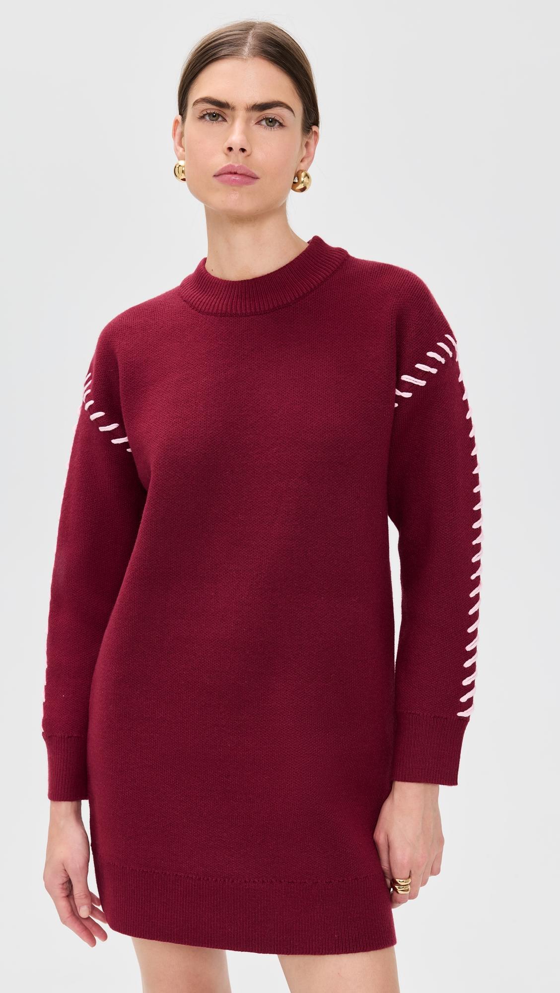 whip stitched knit mini dress