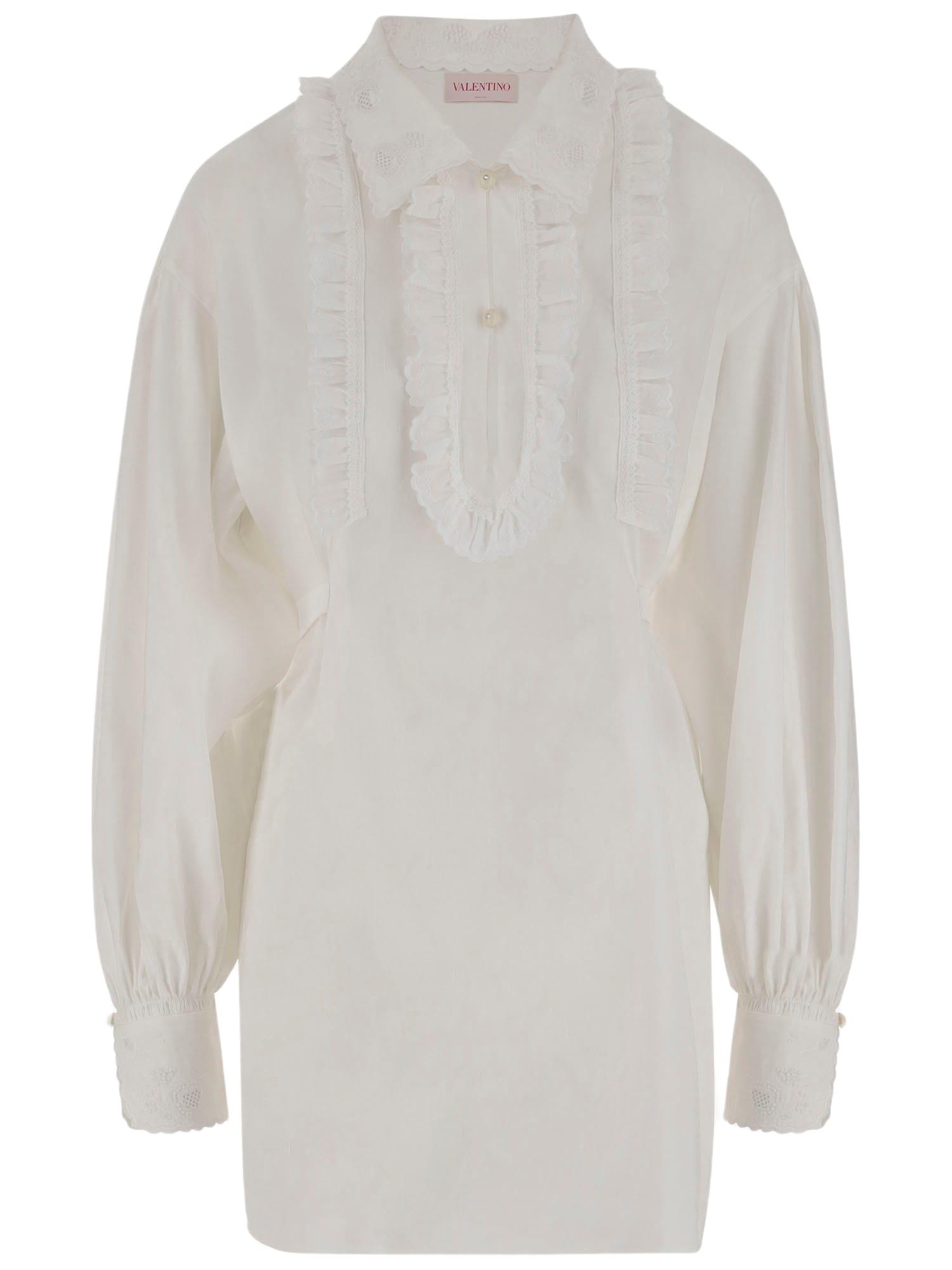 white cotto blend shirt dress