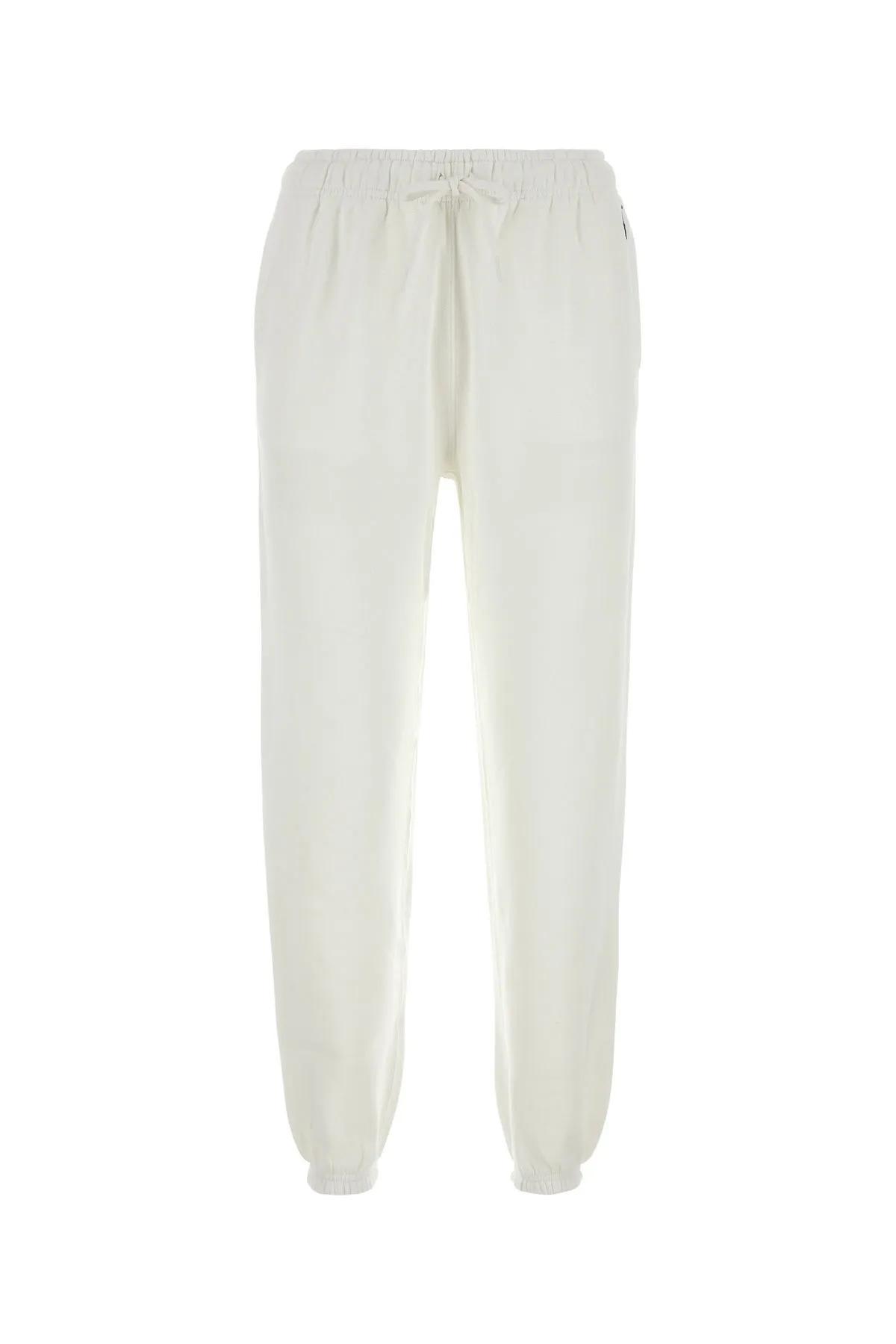 white cotton blend joggers polo ralph lauren