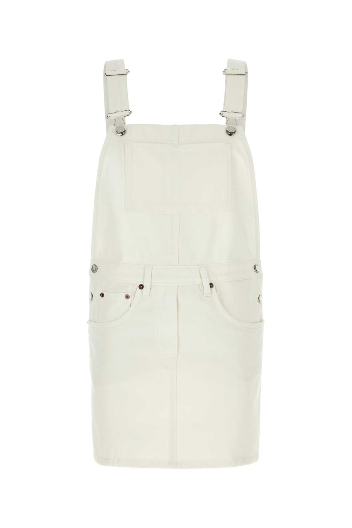 white denim dungarees dress