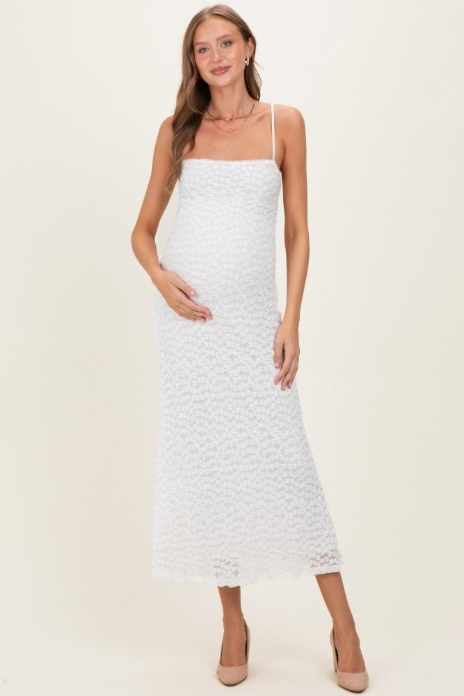 white floral lace cutout maternity maxi dress