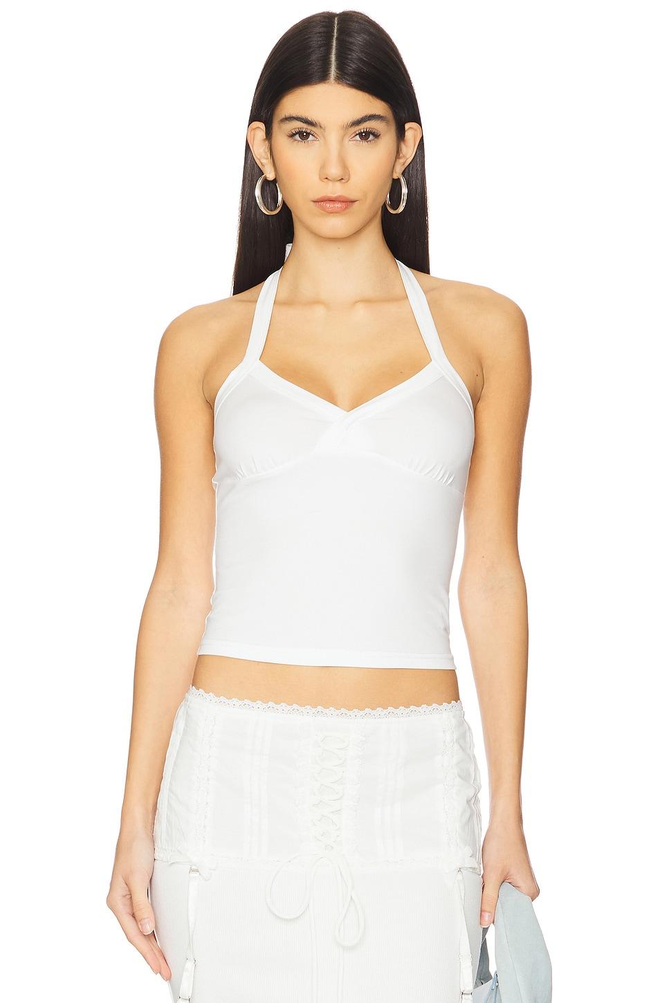 white halterneck tank top