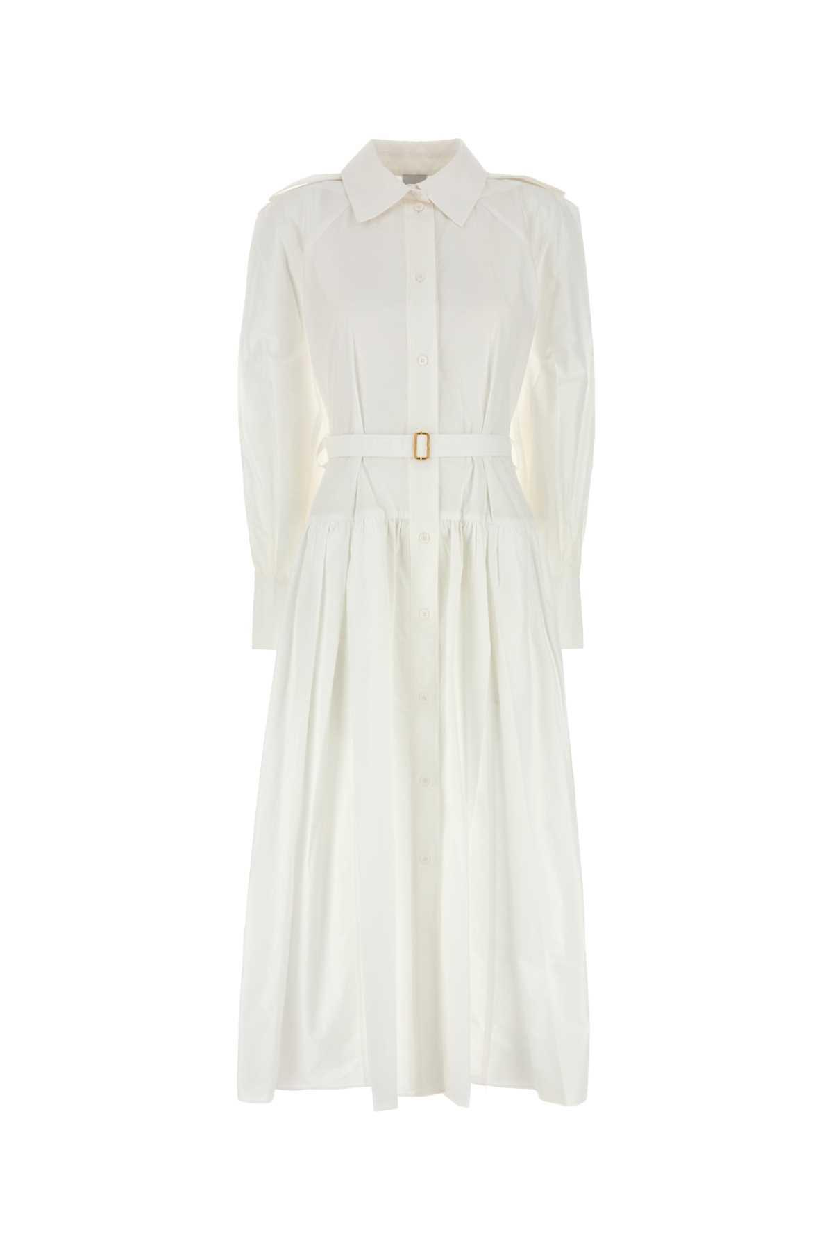 white poplin shirt dress