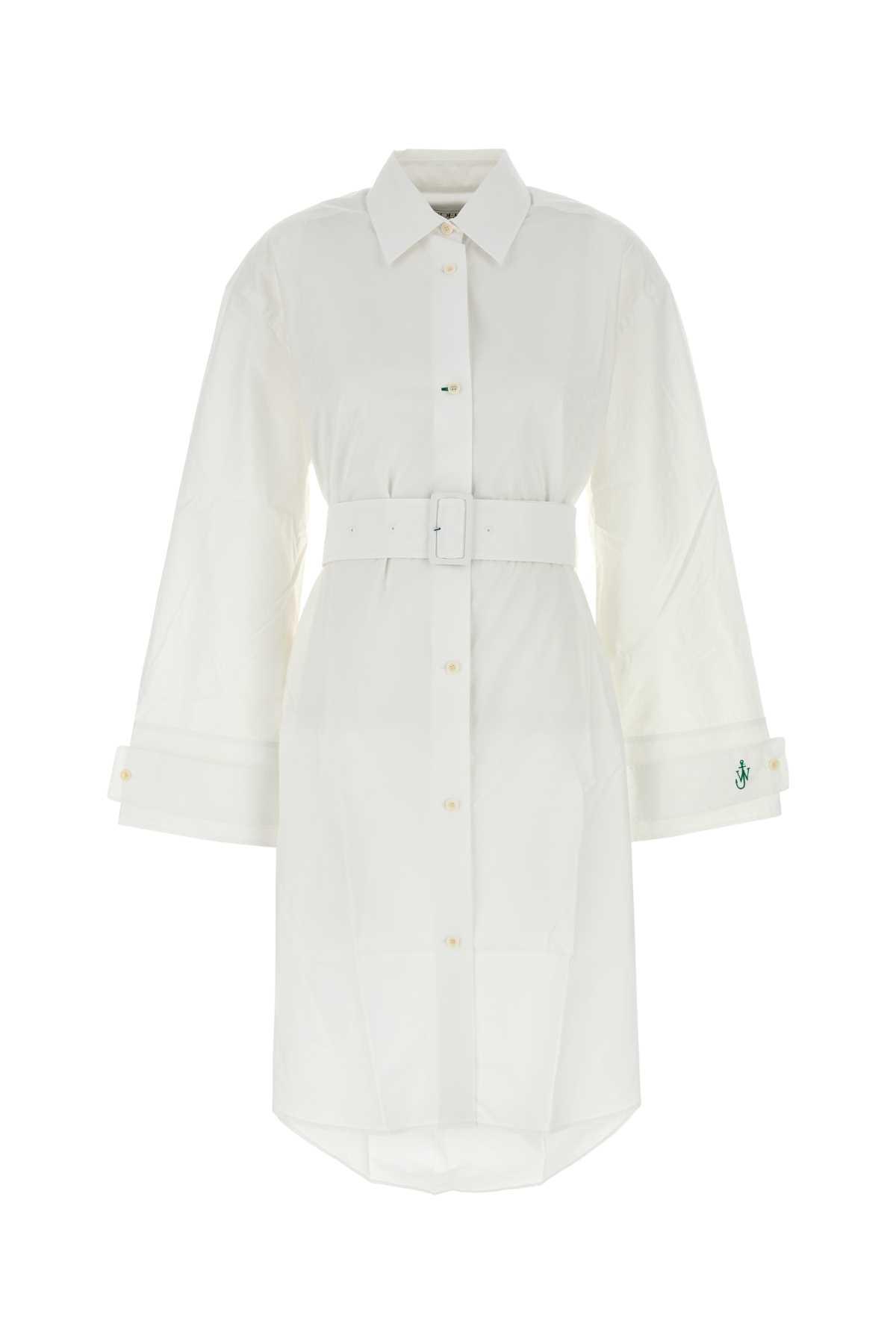 white poplin shirt dress