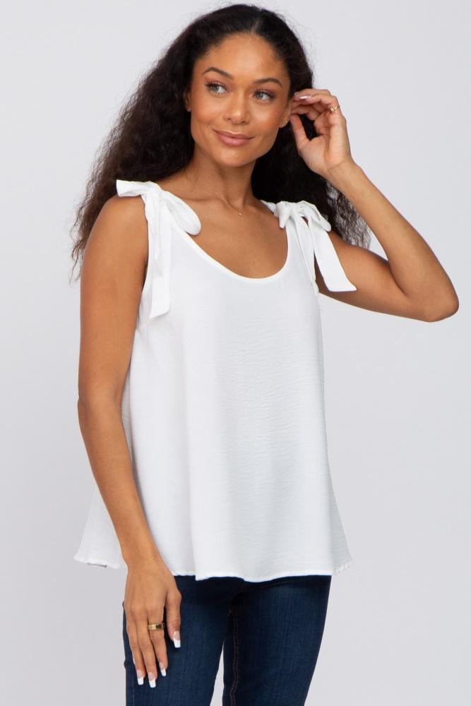 white shoulder bow tank top