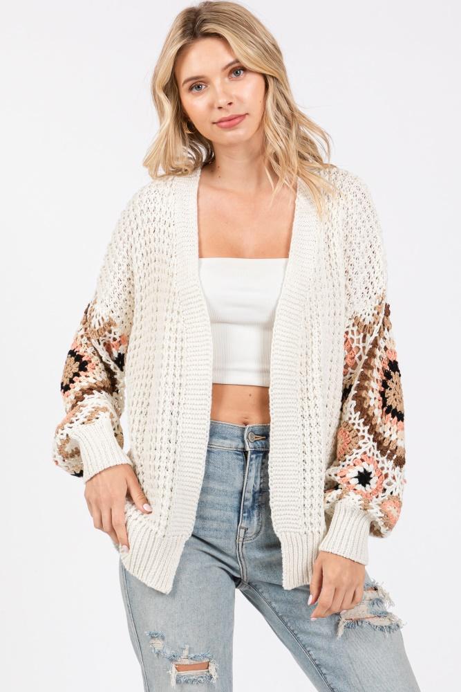white sleeve crochet cardigan