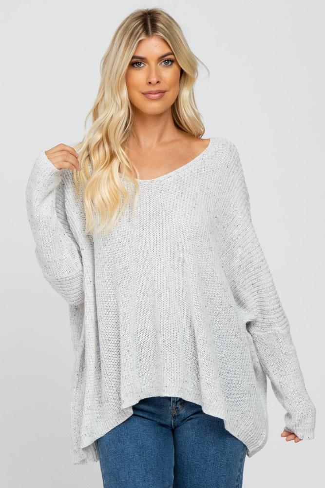 white speckled oversized sweater