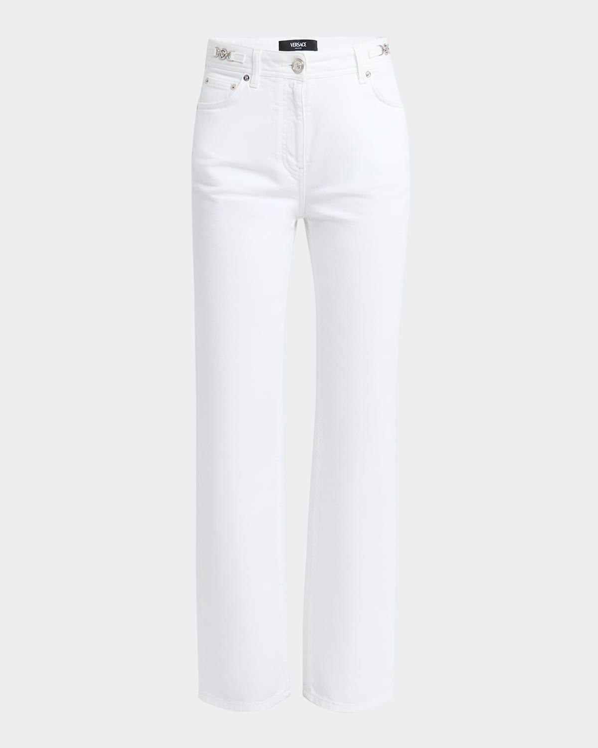 white washed denim straight-leg pants