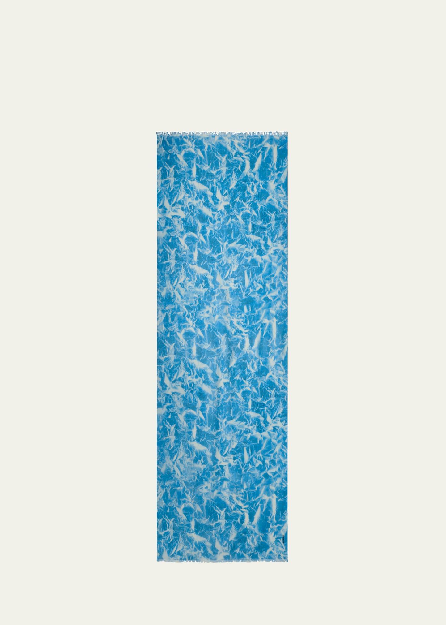 whitecaps-print cashmere scarf