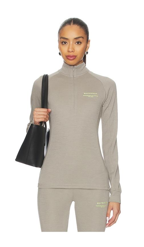 whitespace merino mock neck top in grey.