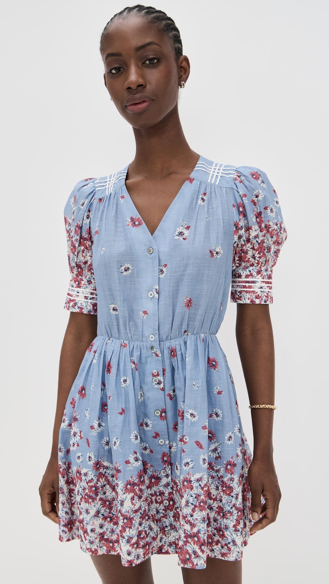 whitney print puff mini dress