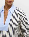 whitney rugby stripe collared v-neck top