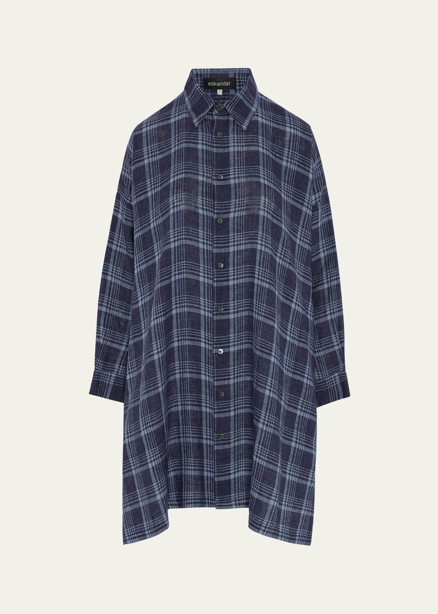 wide a-line collar shirt with slits (very long length)