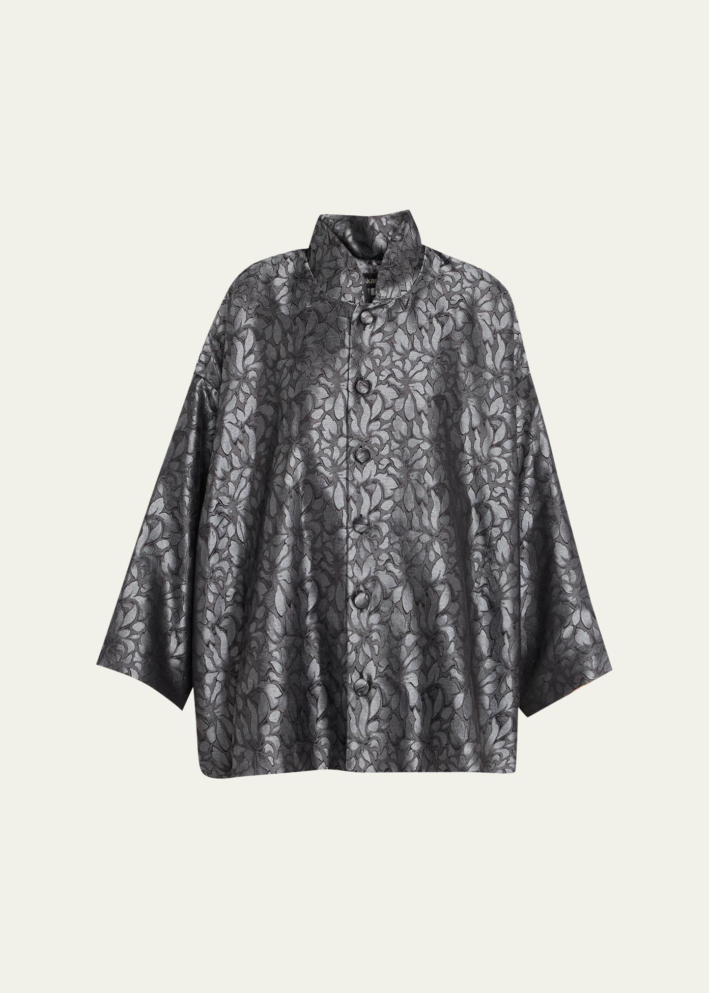 wide a-line jacket with chinese collar (long length)