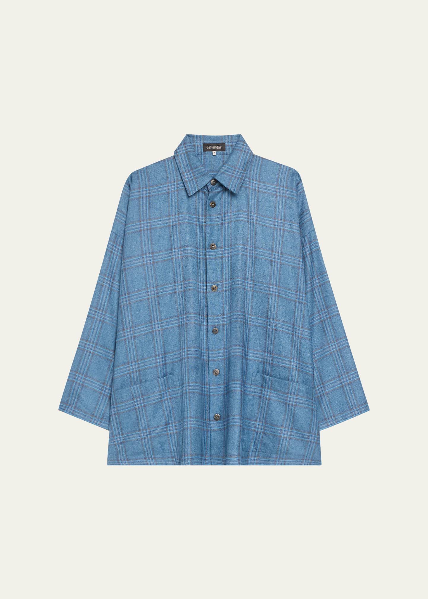 wide a-line shirt jacket with collar (long length)