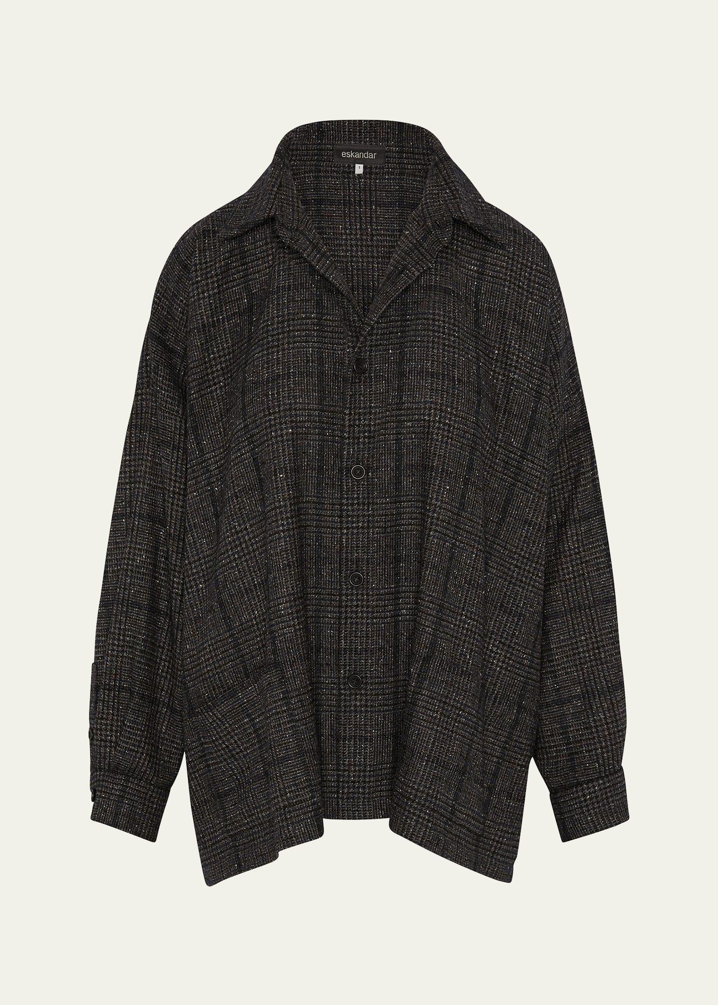 wide a-line shirt jacket with collar (mid plus length)