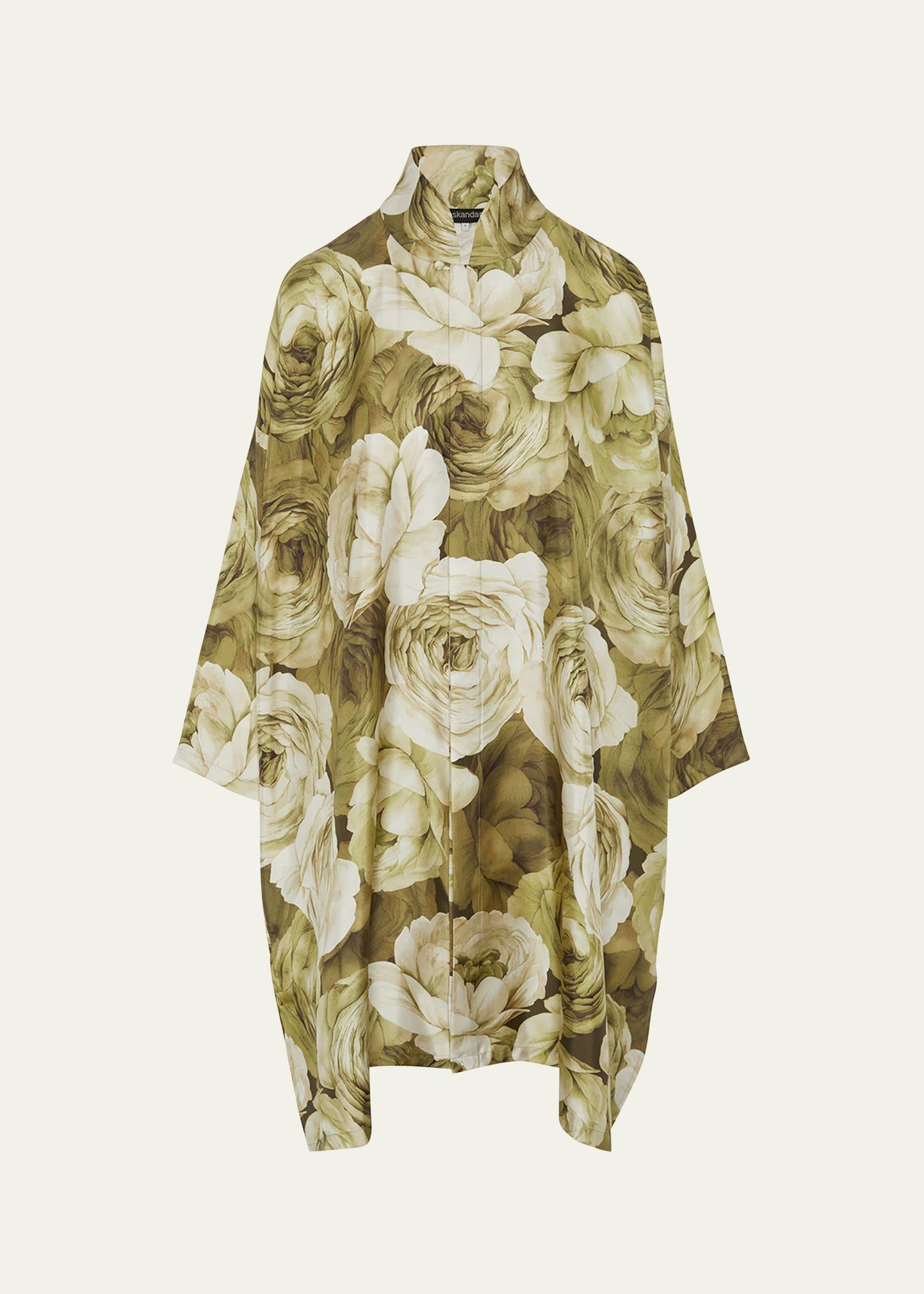 wide a-line shirt with chinese collar and slits (very long length)