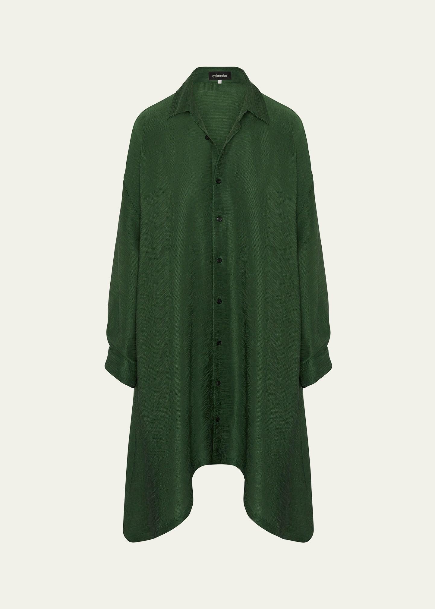 wide a-line shirt with collar (very long length)