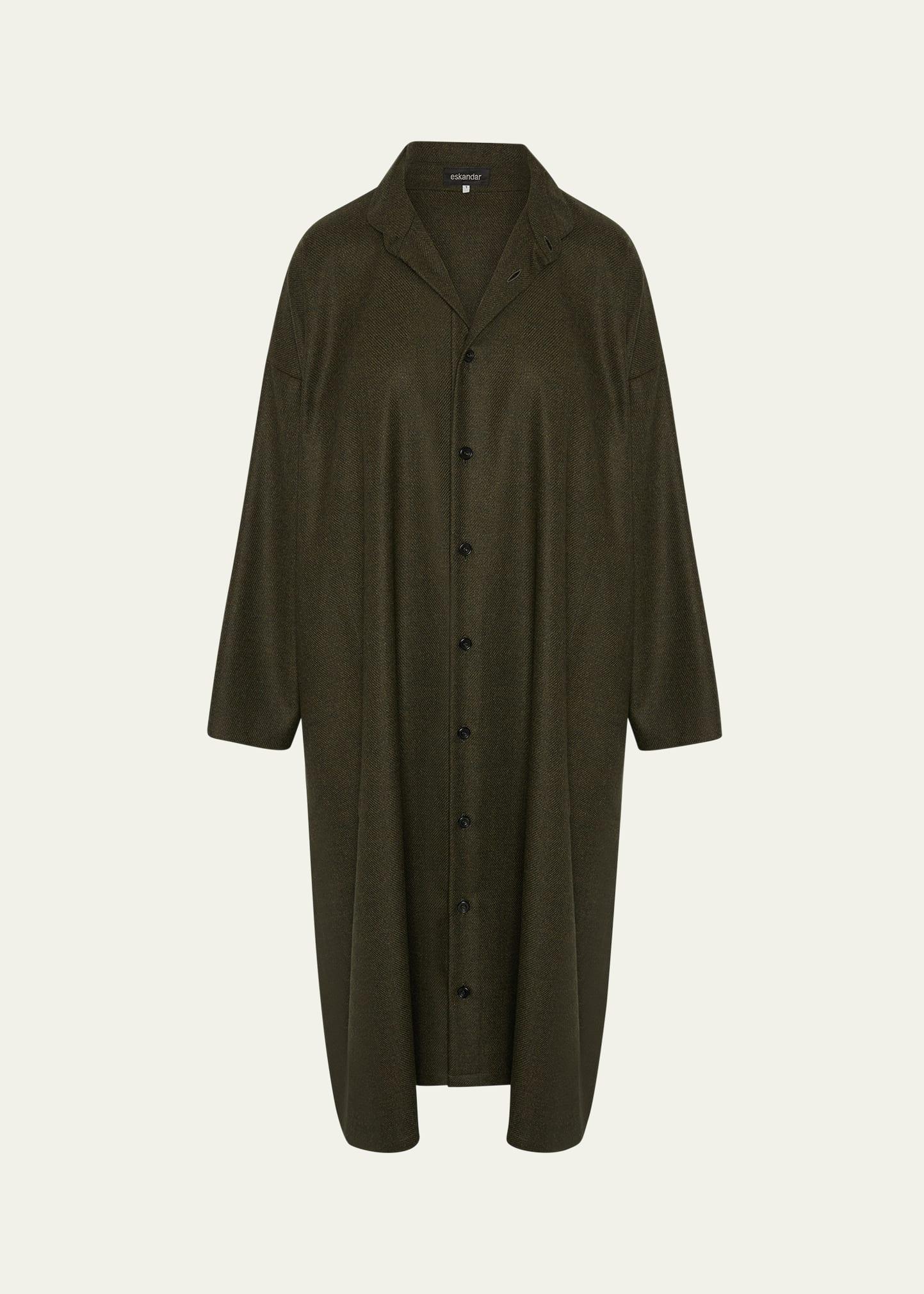 wide a-line shirtdress with double-stand collar