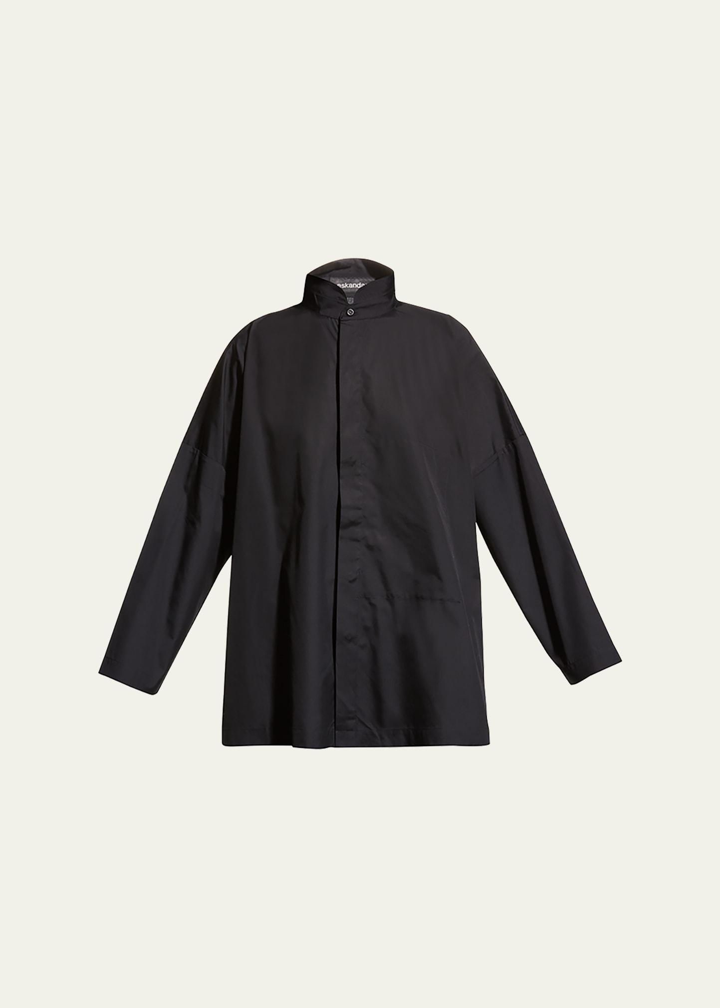 wide double stand collar shirt - long